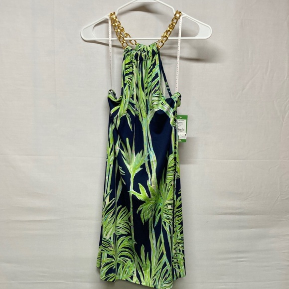 Lilly Pulitzer Dresses & Skirts - Lilly Pulitzer Tropical Navy & Lime Halter Dress with Chain Detail